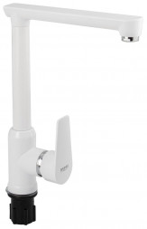 Смеситель для кухни BRIMIX 466 Смеситель на кухню, боковой Г-образный излив, шаровый из высокопрочного пластика АБС БЕЛЫЙ