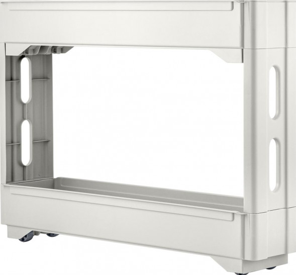 Этажерка KEEPLEX KL383712048 Regular на колесиках двухсекционная УЗКАЯ 53,7х13,8х45 см белое облако