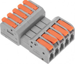 Клемма REXANT (07-5265) Клемма СМК 222-425R проходная разъемная 5 полюсов серая 0,2-2,5/4мм (20 шт/уп)