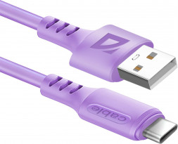 DEFENDER (87106VIO) F207 TypeC 1м,2.4А,силикон, фиолетовый
