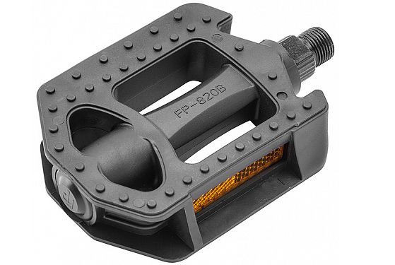 Педали STELS Педали FP-820B, ось 9/16&quot; со светоотражателями, пластиковые чёрные 360126 KU118286