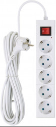 Удлинитель с заземлением DUWI 32063 0 Supraline 5гн. 5м. Белый