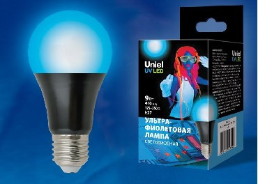 Лампа декоративная светодиодная UNIEL (UL-00005855) LED-A60-9W/UVAD/E27/FR PLZ07BK