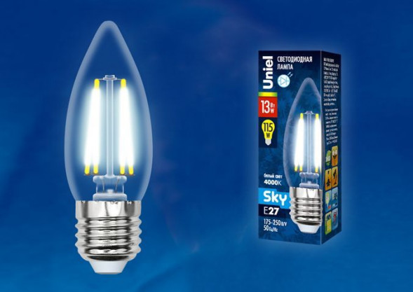 Форма &quot;Свеча&quot; UNIEL (UL-00005902) LED-C35-13W/4000K/E27/CL PLS02WH