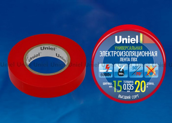 Изоляционная лента UNIEL (04487) UIT-135P 20/15/01 RED