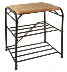 Подставка для обуви ИСТОК Подставка для обуви 3 полки 45 с сиденьем замша арт.ПОС41 цв.Медный антик