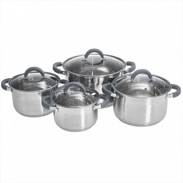 Набор посуды из нерж.стали WEBBER BE-626/8 8 пр. 2,2л, 3,0л, 4,0л, 6,6л
