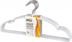 РЫЖИЙ КОТ Набор вешалок металлических с ПВХ покрытием, 10 шт, цвет белый (107902)