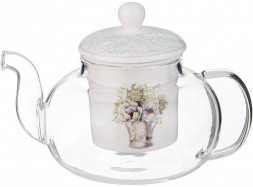 Чайник заварочный LEFARD ЧАЙНИК СТЕКЛЯННЫЙ С ФАРФОРОВЫМ СИТОМ ЛОРИАН 650 МЛ 87-322