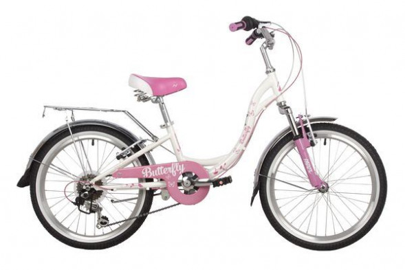 Велосипед NOVATRACK 20SH6V.BUTTERFLY.PN22 белый-розовый 153801