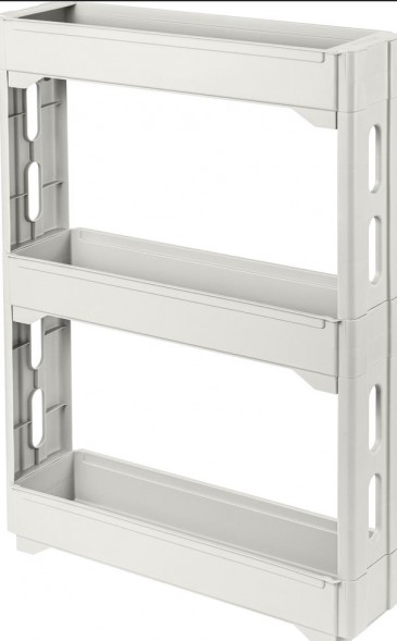 Этажерка KEEPLEX KL383812048 Regular на колесиках трехсекционная УЗКАЯ53,7х13,8х71 см белое облако