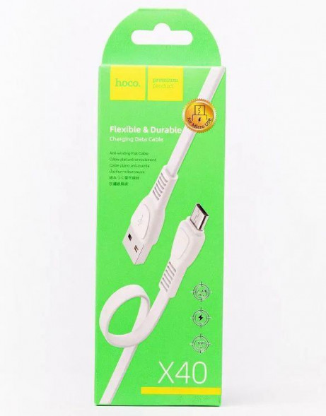 Кабель HOCO (6931474711687) X40 USB (m)-microUSB (m) 1.0м - белый