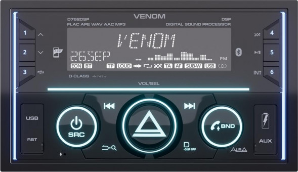 Автомагнитола AURA VENOM-D762DSP Ресивер 2-DIN USB/BT