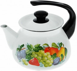 Чайник КМЗ 42704-122/6 эмал 3,0л сфер конс/руч с рис, белый