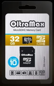 Карта памяти OLTRAMAX MicroSDHC 32GB Class10 + адаптер SD