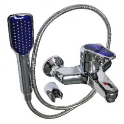 Смеситель для ванны RUSSIA-MOSCOW 2510 Смеситель в ванную кор. нос с синей ручкой