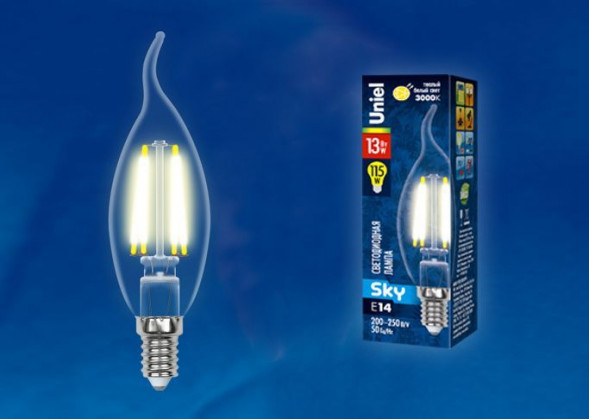 Лампочки светодиодные UNIEL (UL-00005903) LED-CW35-13W/3000K/E14/CL PLS02WH