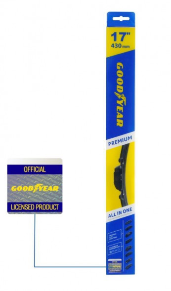 Щетка стеклоочистителя GOODYEAR GY000437 бескаркасная PREMIUM 17&#039;&#039;/43 CM