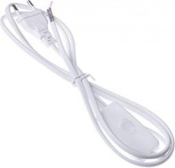 Шнур ECOLA LT5RSDELT base Шнур 2м (1.5м+0.5м) с выключателем и плоской вилкой Белый сечение 0.5mm 2.5А 230V белый