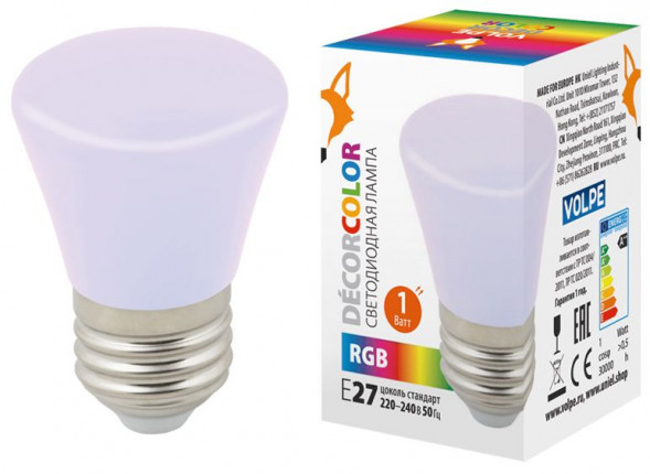 ЭЛЕКТРИКА VOLPE (UL-00005805) LED-D45-1W/RGB/E27/FR/С BELL