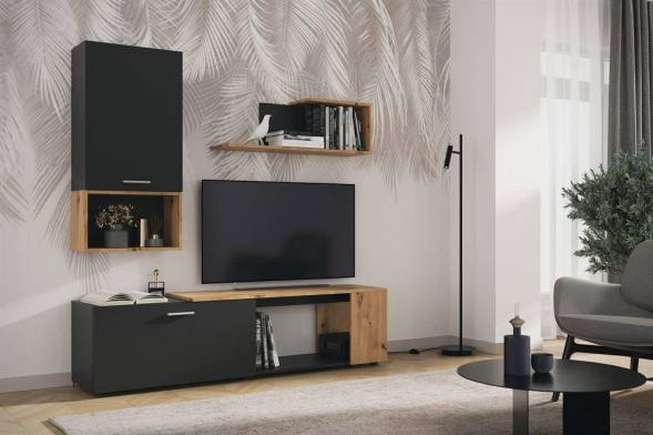 Гостиная НК-МЕБЕЛЬ SVISS гостиная Чёрный/Дуб Артизан 71297248 (2 кор.)