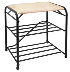 Подставка для обуви ИСТОК Подставка для обуви 3 полки 45 с сиденьем замша арт.ПОС42 цв.Чёрный