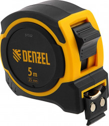 Рулетка DENZEL Рулетка 5м х 25мм, двухкомп. корпус, магнитный обрезиненный зацеп 31532