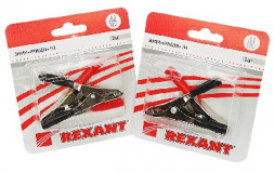Зажим REXANT (16-0013-02) зажим крокодил 15А длина 75мм 2шт БЛИСТЕР