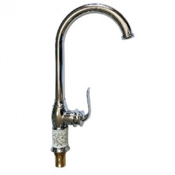 Смеситель для кухни BRIMIX 161 Смеситель для кухни , ХРОМ с белой керамичекой вставкой на корпусе , шаровый