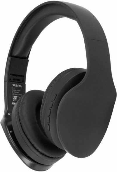 DIGMA Наушники BT-17, Bluetooth, накладные, черный [bt17b]