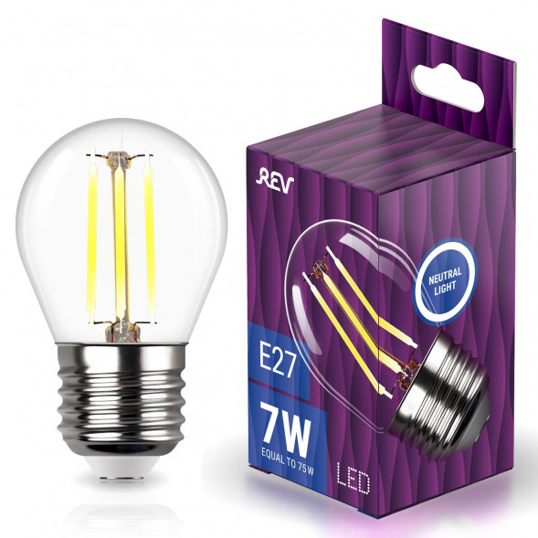 Лампа светодиодная REV 32485 0 FILAMENT G45/E27/7W/4000K
