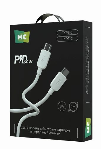 Кабель MORE CHOICE (4620202554710) K85aa USB 3.0A PD 60W для Type-C Type-C - 1 м , белый