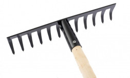 Грабли СИБРТЕХ Грабли стальные, 300х1300 мм, 12 прямых зубьев, деревянный черенок 61741