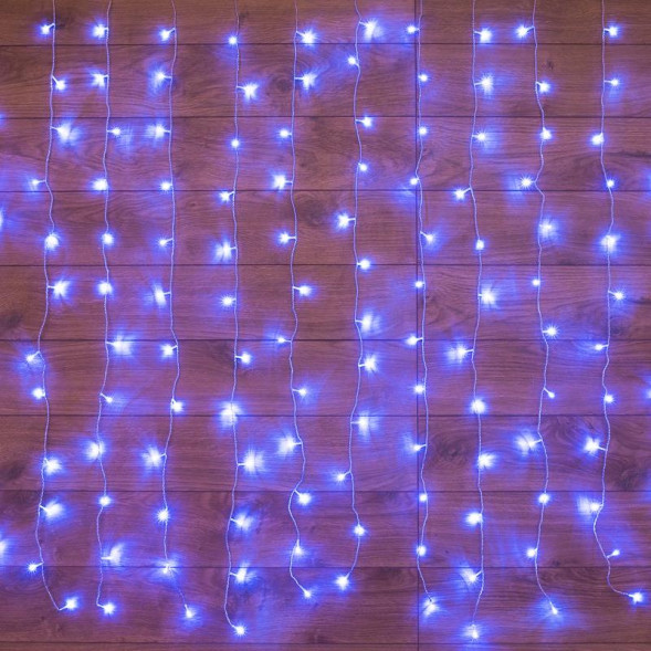 Лента светодиодная NEON-NIGHT (235-053) ДОЖДЬ (занавес) 2,5X2 м, прозрачный ПВХ, 300 LED СИНИЕ IP20, не соединяются