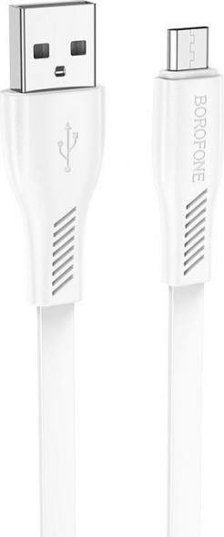 Кабель BOROFONE (6974443387100) BX85mUSB 2.4A microUSB белый - 1,0m