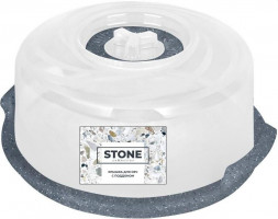 Крышка для СВЧ SUGAR&SPICE SE229110026 STONE с паровыпускным клапаном d250 с поддоном темный камень