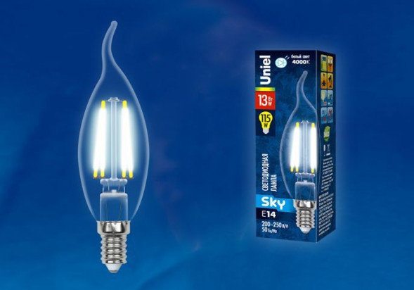 Лампочки светодиодные UNIEL (UL-00005904) LED-CW35-13W/4000K/E14/CL PLS02WH