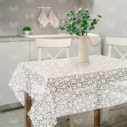 РЫЖИЙ КОТ Скатерть ПВХ Розы коллекция Ажур размер 110х132 см (106450)