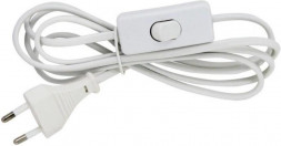 Шнур ECOLA LT5RSBELT base Шнур 2м (1.5м+0.5м) с выключателем и плоской вилкой Белый сечение 0.75mm 6А 230V белый