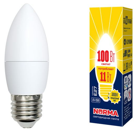 ЭЛЕКТРИКА VOLPE (UL-00003815) LED-C37-11W/WW/E27/FR/NR картон