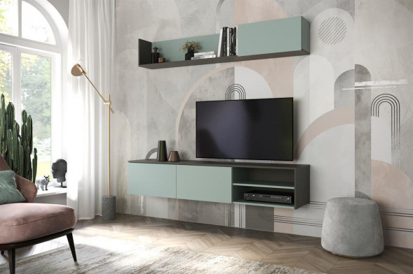 Гостиная НК-МЕБЕЛЬ VICCO гостиная Серый графит/Сумеречный голубой 71297250 (2 кор.)