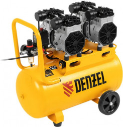 Компрессор DENZEL Компрессор безмаслянный малошумный DLS 2200/50, 2200 Вт, 2х1100, 50 л, 380 л/мин 58031