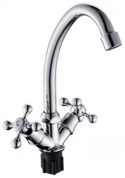 Смеситель АНТЕЙ 497065-ANT Классик Смеситель д/кухни с 2-мя рукоятками с высоким изливом, креп.гайка