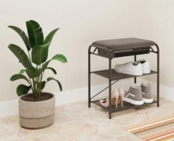 Подставка для обуви ЗМИ Подставка для обуви Гранада 13В_НБК с сиденьем и ящиком, ткань нубук (Черный) ПДОГ13ВНБК Ч