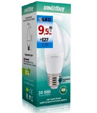 Лампа светодиодная SMARTBUY (SBL-C37-9_5-60K-E27) 9.5W/6000/E27