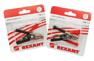Зажим REXANT (16-0015-02) зажим крокодил 30А длина 75мм 2шт БЛИСТЕР