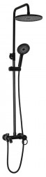 Смеситель для ванны BRIMIX 3186 Смеситель + стойка душевая тропический душ с двумя лейками, чёрного цвета