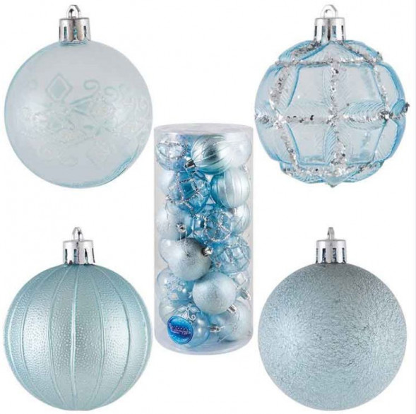 Шары и украшения ВОЛШЕБНАЯ СТРАНА Набор шаров SYCB17-321 24шт. 6см голубой 003332