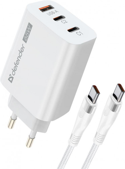 СЗУ DEFENDER (83681) СЗУ UPС-60 65W, USB A+C+С, кабель Type-C