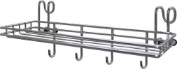 MULTIDOM Полка для специй с 4 крючками навесная на рейлинг 25x9,5x10 см AN52-136